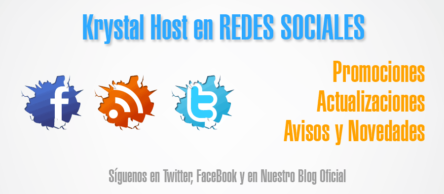 Krystal Host en FaceBook, Twiiter y WordPress, con las mejores promociones
